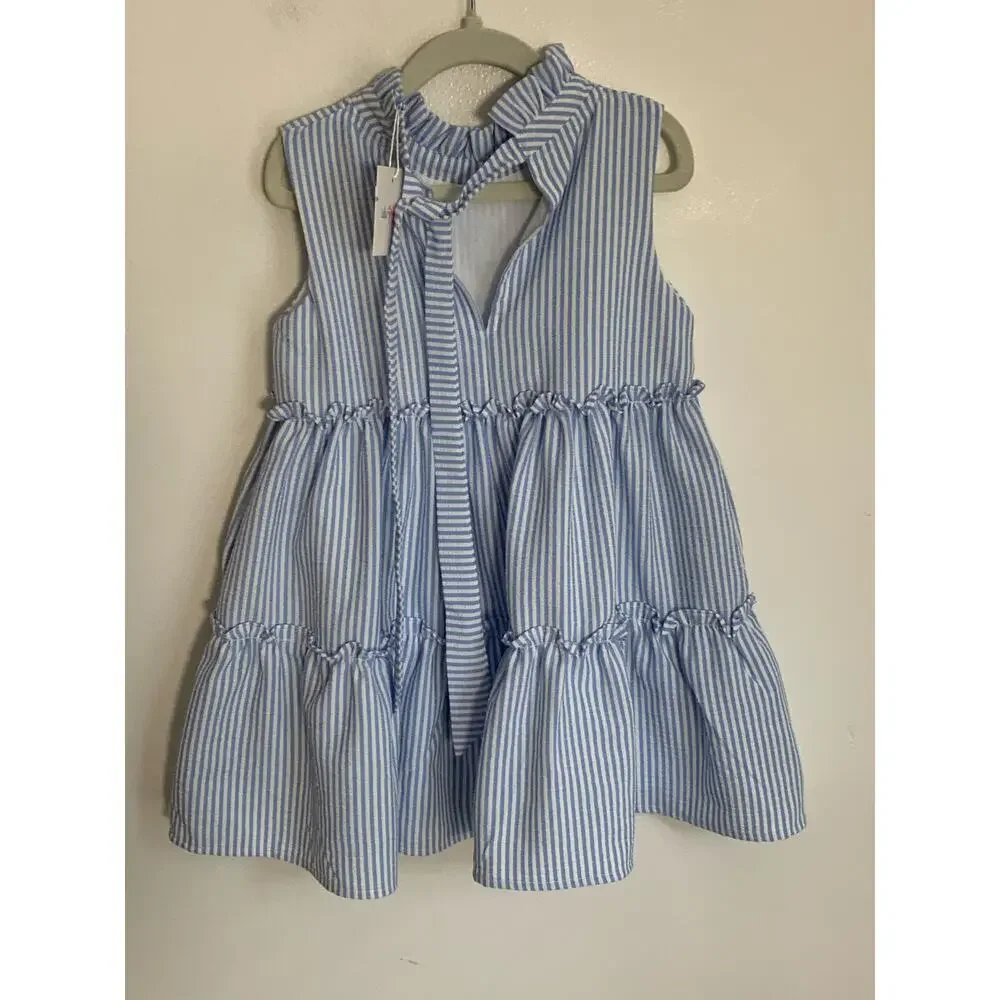LULU BEBE Natty Stripe Tier Dress‎ - Blue NWT size 5